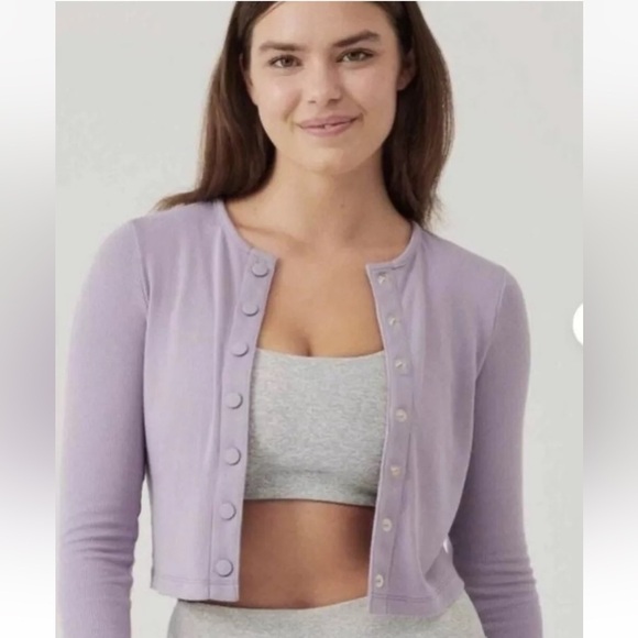 NWT Outdoor Voices CozyRib Cropped Cardigan in Earl Grey Size Small - Picture 1 of 15